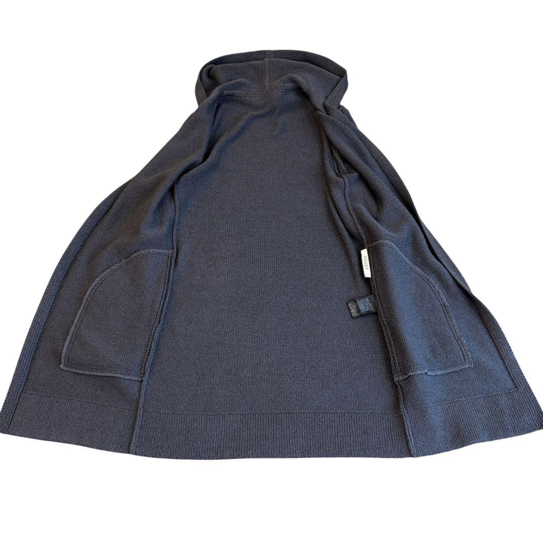 美品　FOXEY フォクシー フード付ロングニットコート グレー 日本製