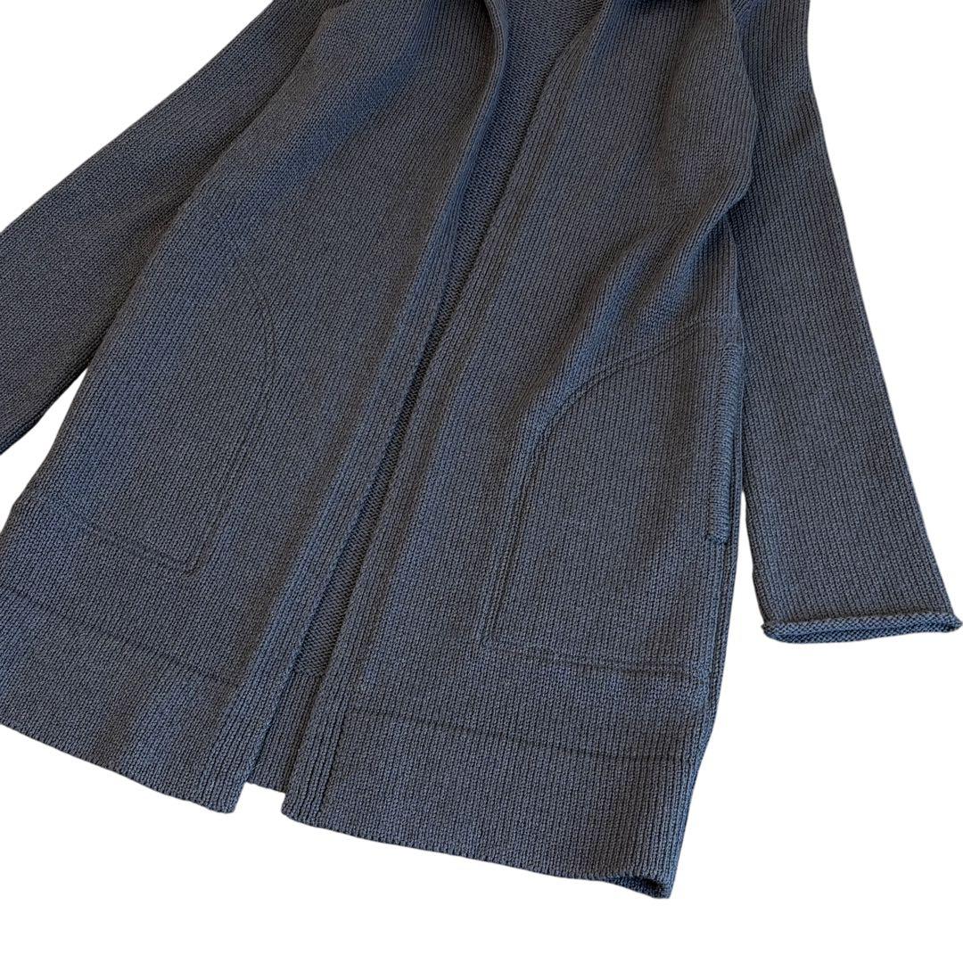 美品　FOXEY フォクシー フード付ロングニットコート グレー 日本製