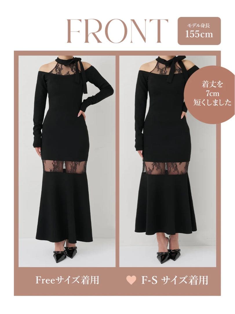 ポイントレースカットロングワンピース / FREE