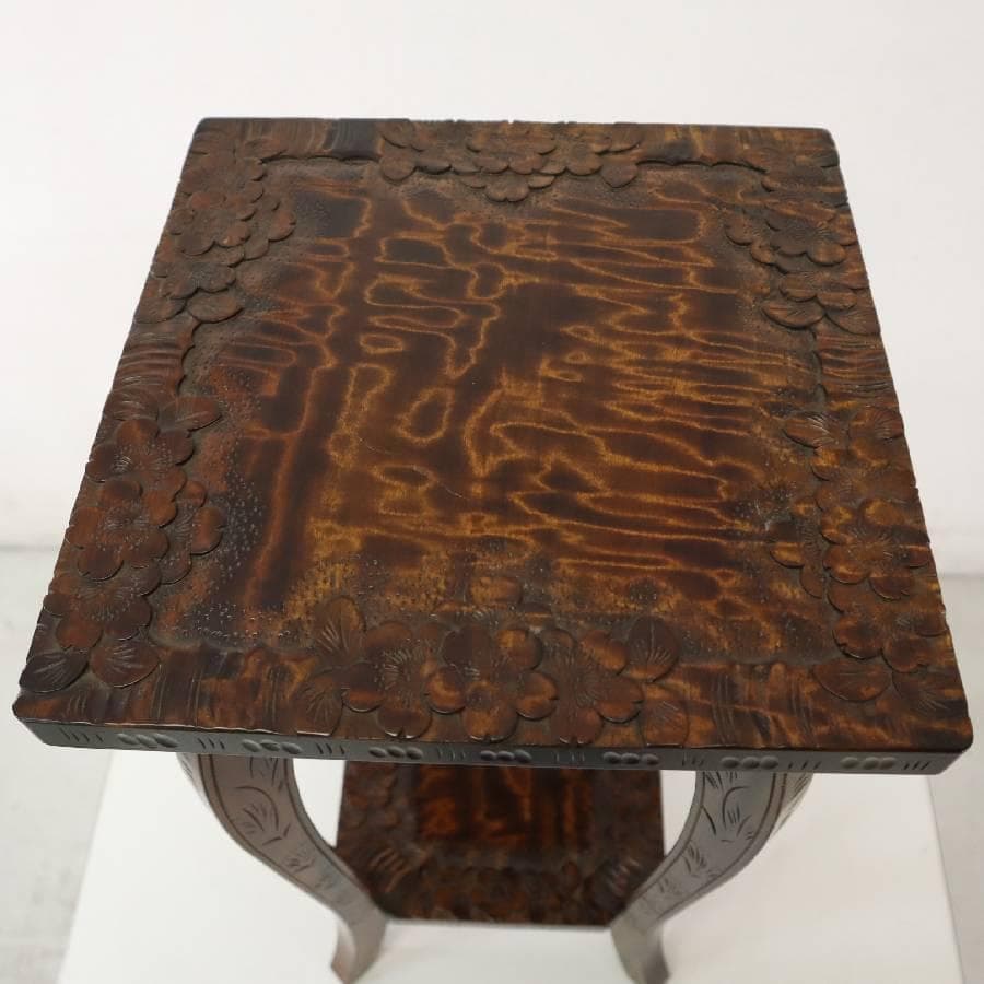 伝統工芸 軽井沢彫 桜柄 サイドテーブル 花台 飾り台 高さ61cm