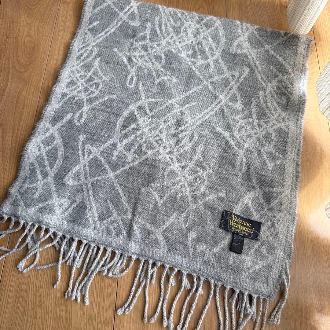 VivienneWestwood オーブ柄灰色マフラー リバーシブル