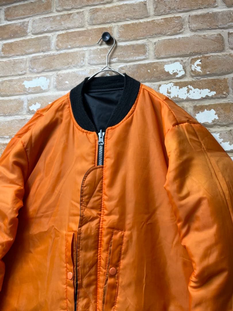 00s MA-1 フライトジャケット　ミリタリー　リバーシブル　黒　オレンジ