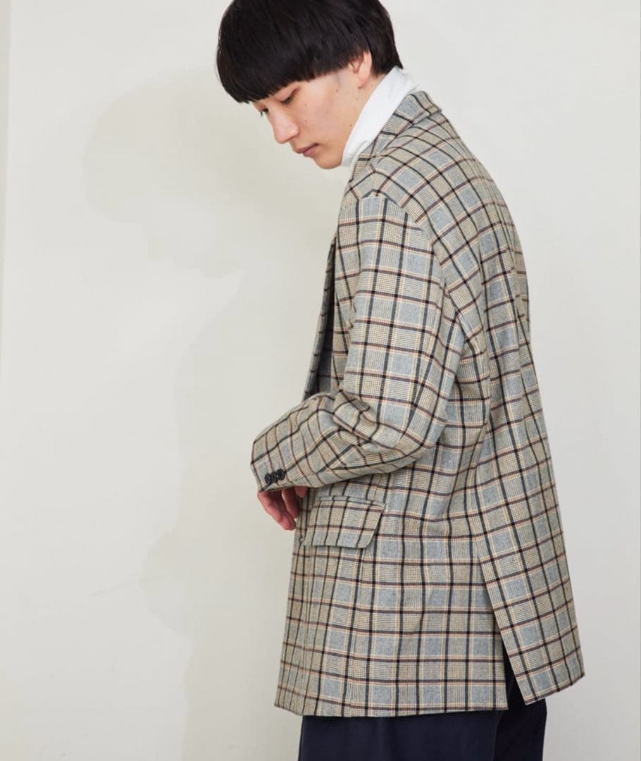 未使用 グレー チェック柄 ダブルブレストジャケット
