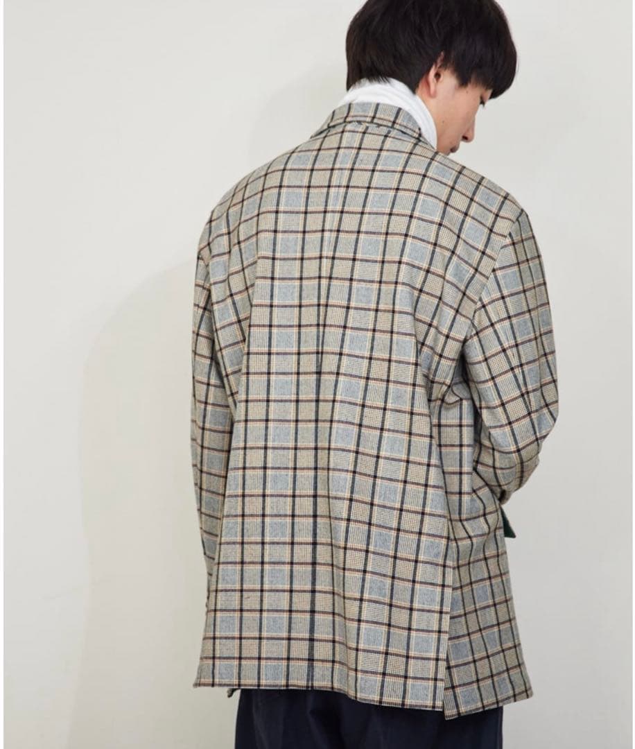 未使用 グレー チェック柄 ダブルブレストジャケット