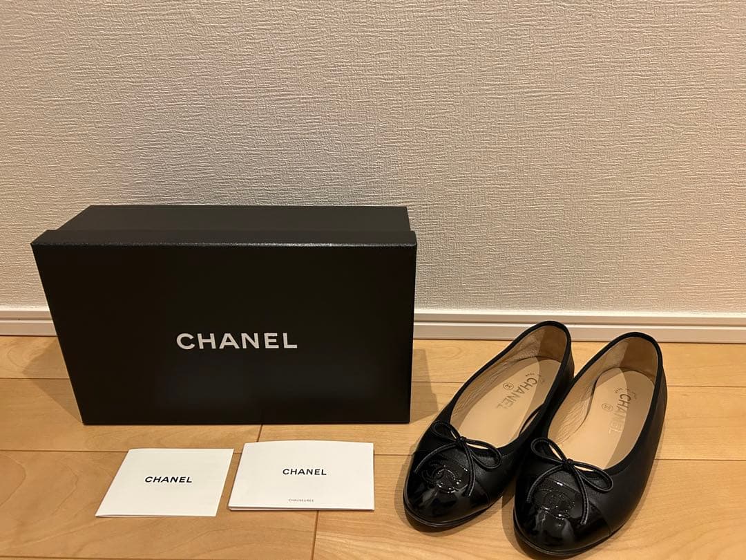 CHANEL バレリーナ　ラムスキン　エナメル　ブラック　36