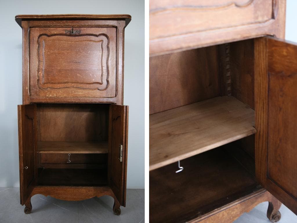 英国アンティーク猫脚ライティングビューロー/木製机/収納式デスク(90-65)