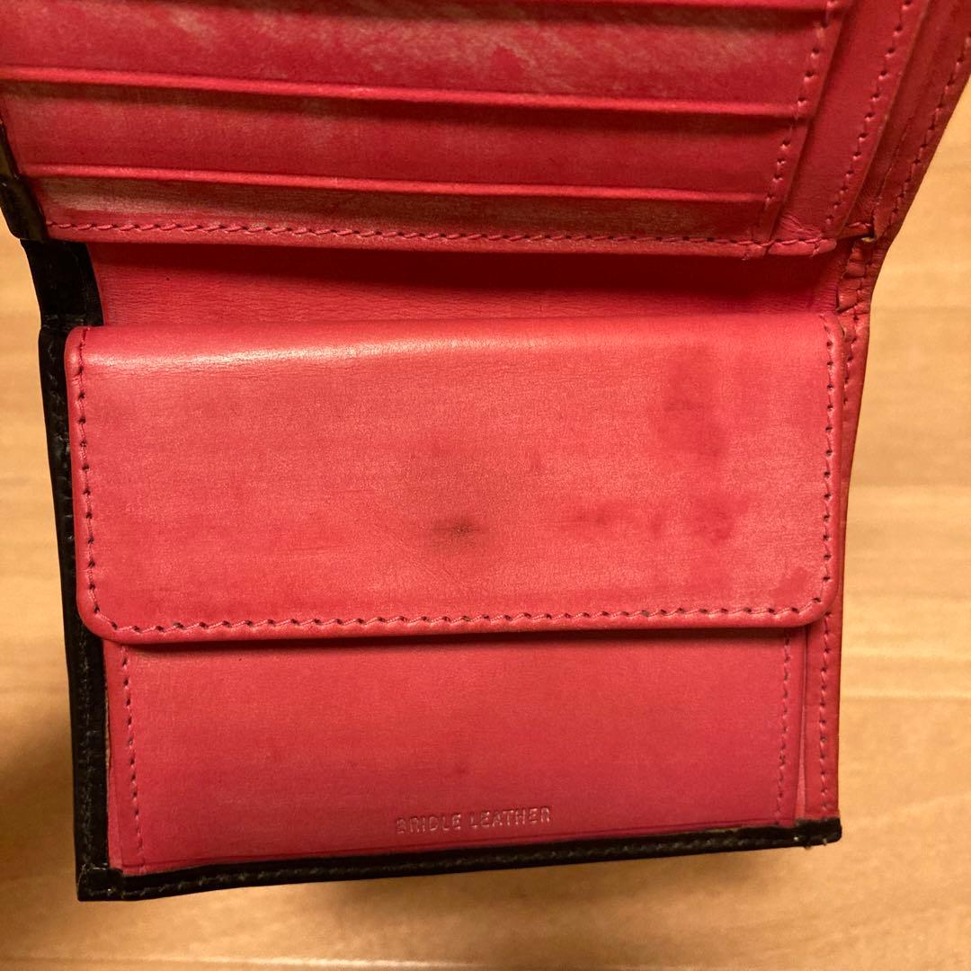 Whitehouse Cox 二つ折り財布 ブラック／PINK