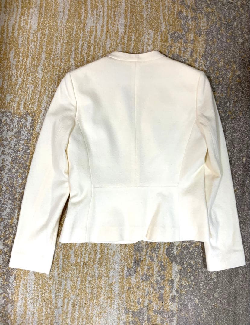 美品　アナイ　ノーカラージャケット　白系　38