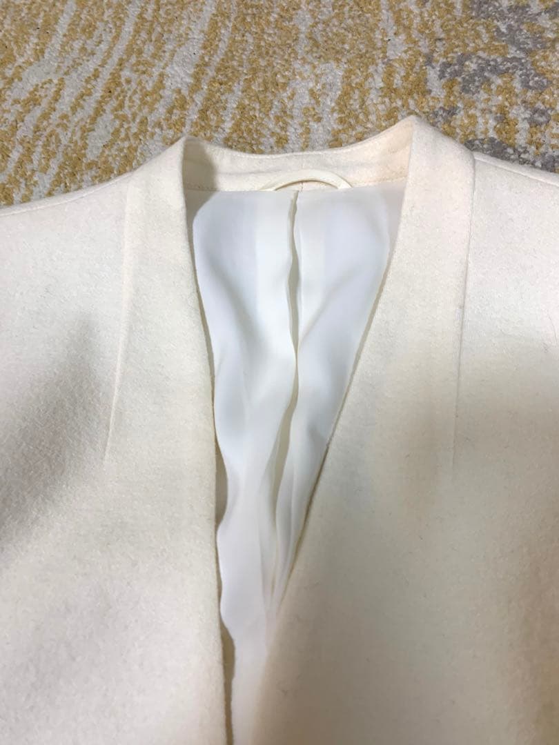 美品　アナイ　ノーカラージャケット　白系　38