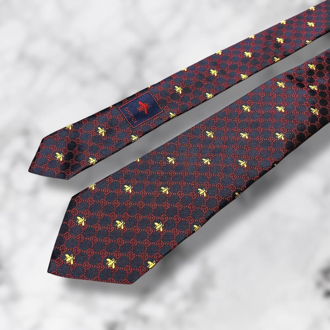 【超希少】 グッチ ネクタイ GG インターロッキング 蜂 Bee 現行タグ