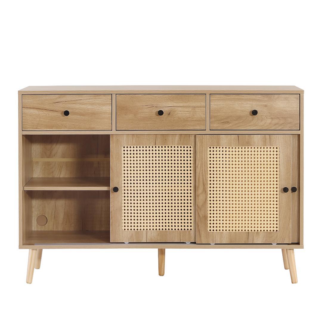 人気再入荷！キャビネット サイドボード チェスト北欧 木目調 【ナチュラル】