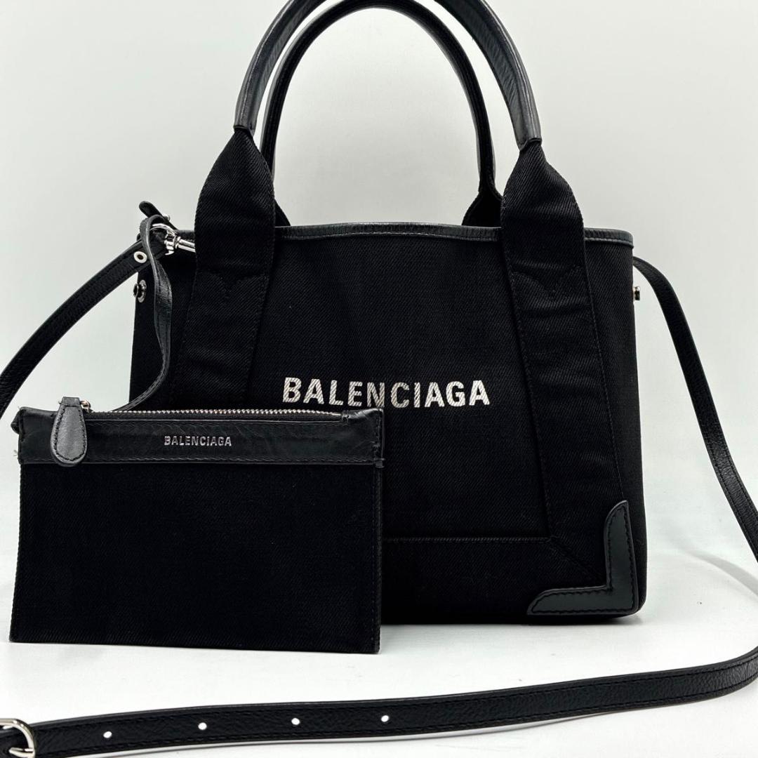 みづまる　バレンシアガ ネイビーカバス XS キャンバス レザー 2way