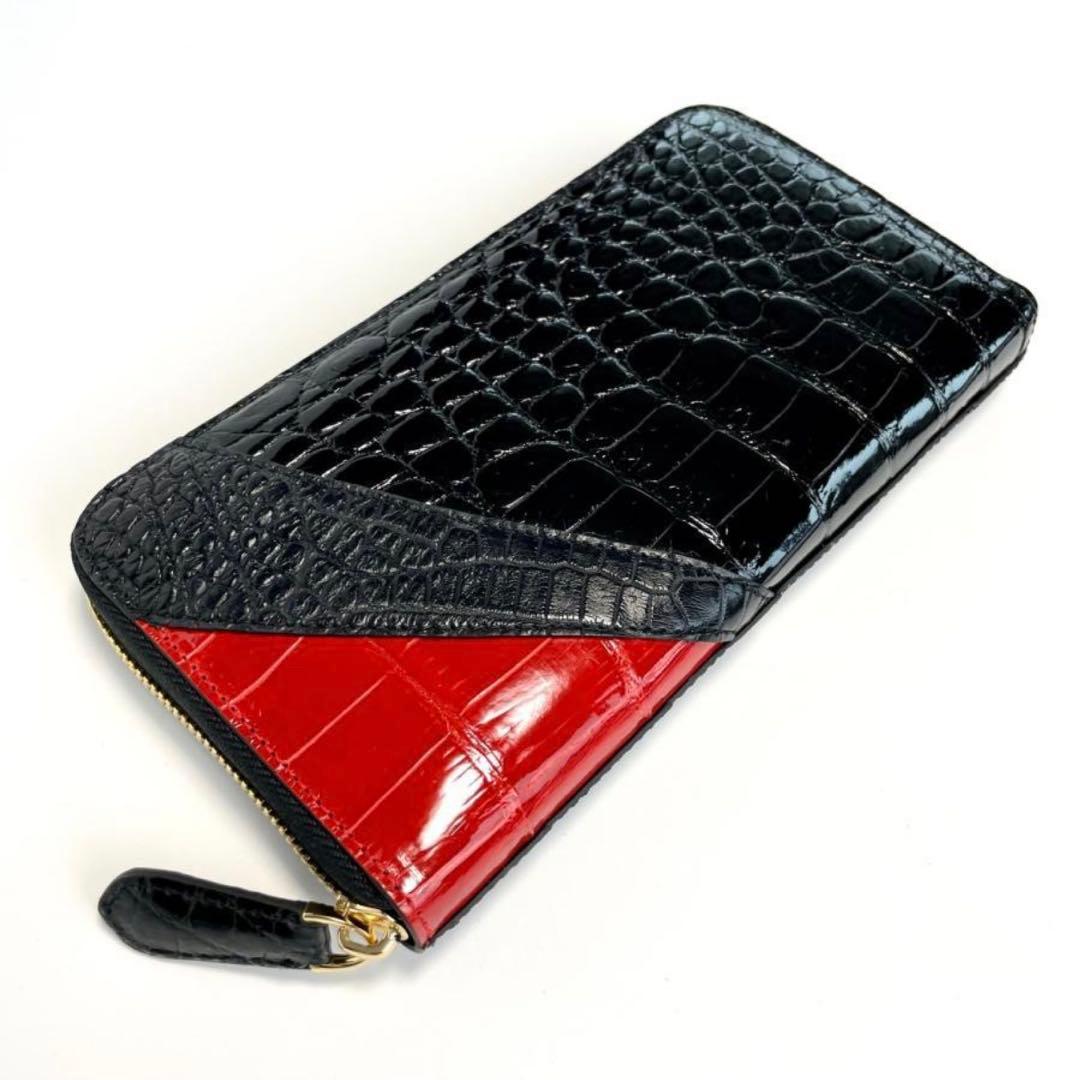 クロコダイル財布 516-2レディース長財布 シャイニング ワニ革 レッド