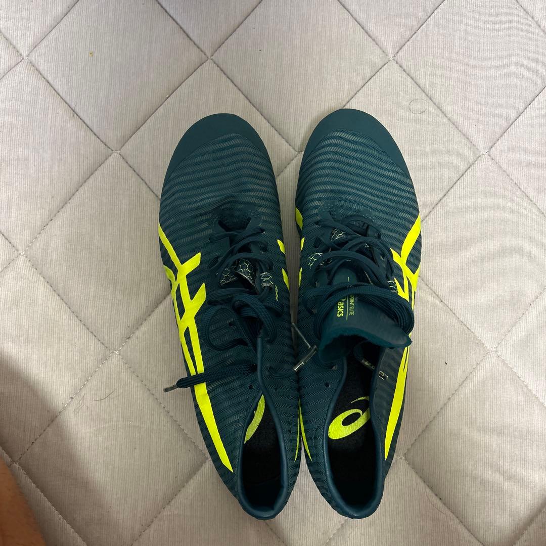 ASICS 陸上競技 スパイクシューズ ダークグリーン/イエロー