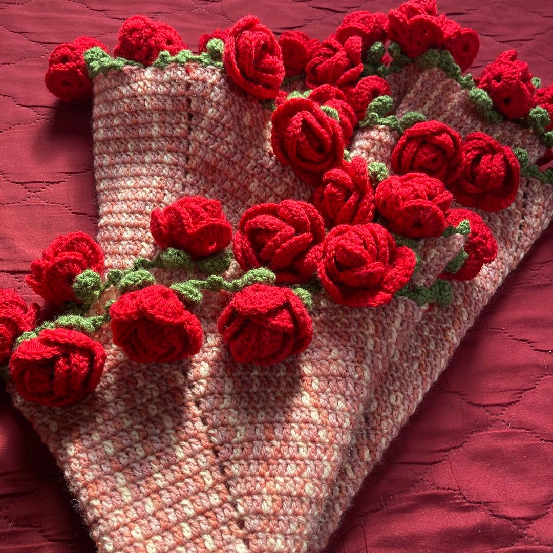 花束ブランケット♡大きめのローズ♡インテリア♡土日500円OFF