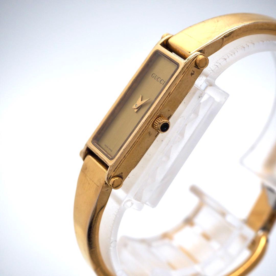 728 GUCCI 時計　箱付き レディース ゴールド 1500L バングル
