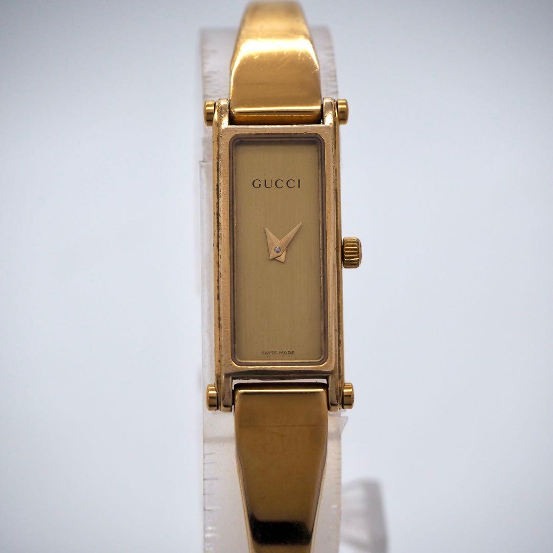 728 GUCCI 時計　箱付き レディース ゴールド 1500L バングル