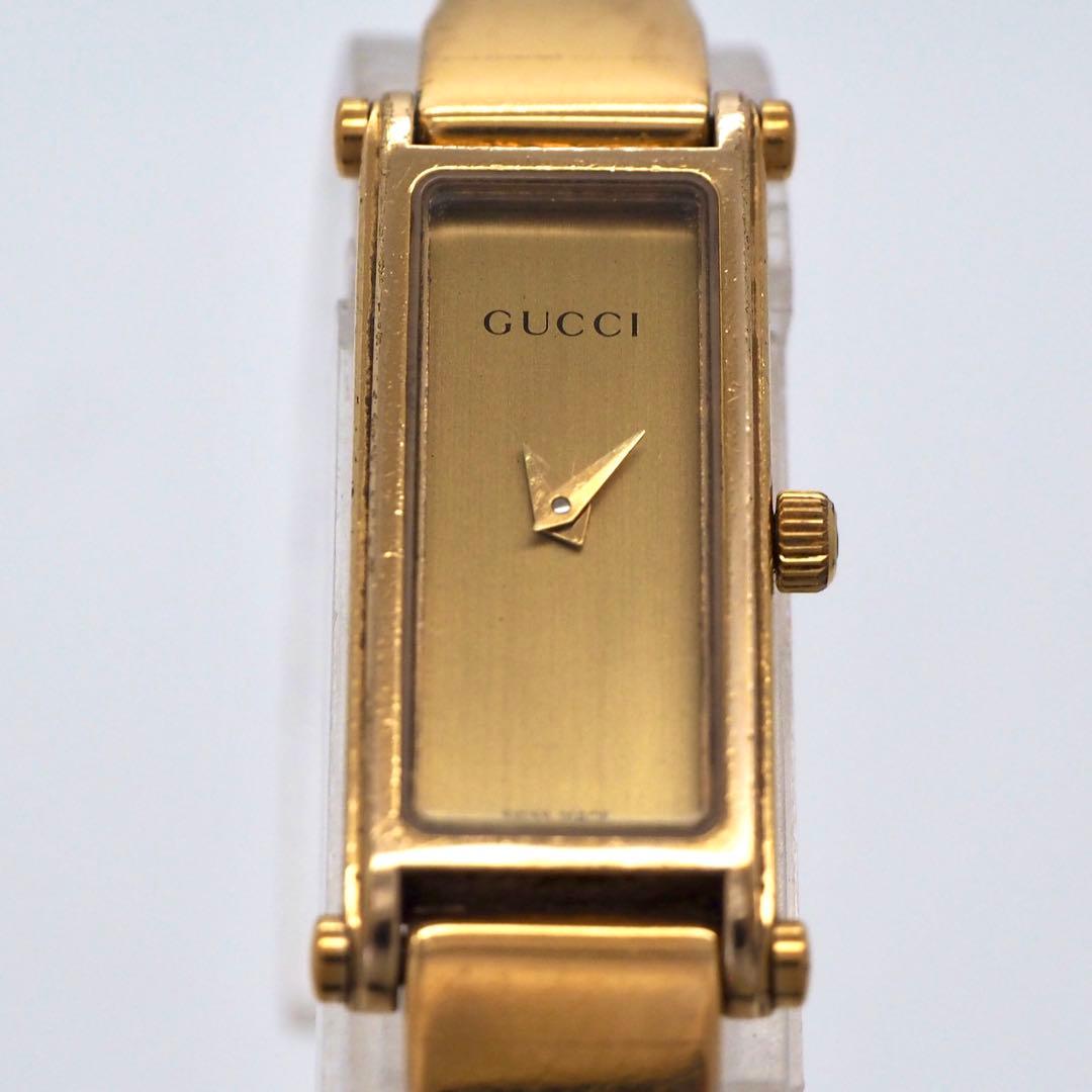 728 GUCCI 時計　箱付き レディース ゴールド 1500L バングル