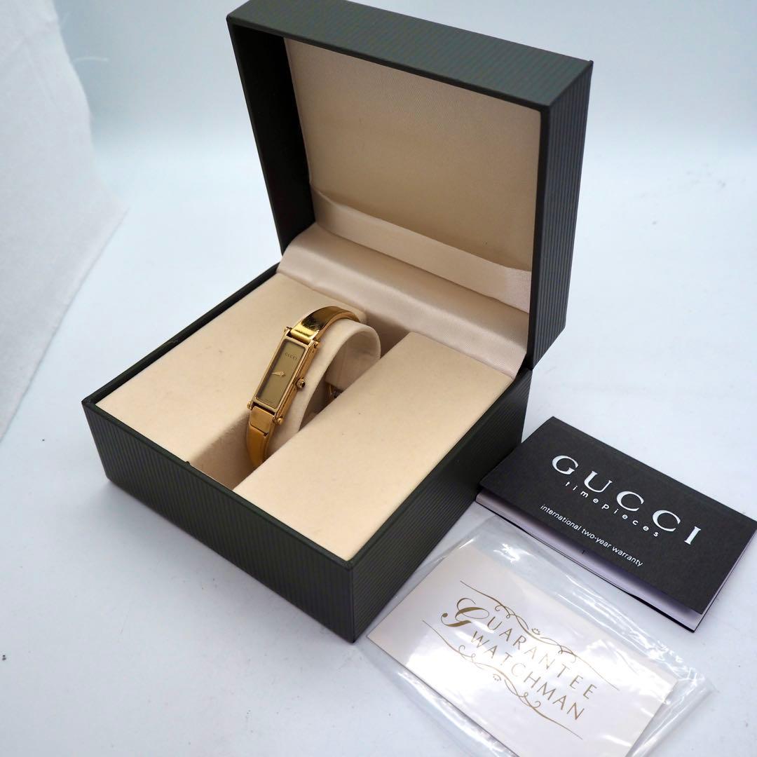 728 GUCCI 時計　箱付き レディース ゴールド 1500L バングル