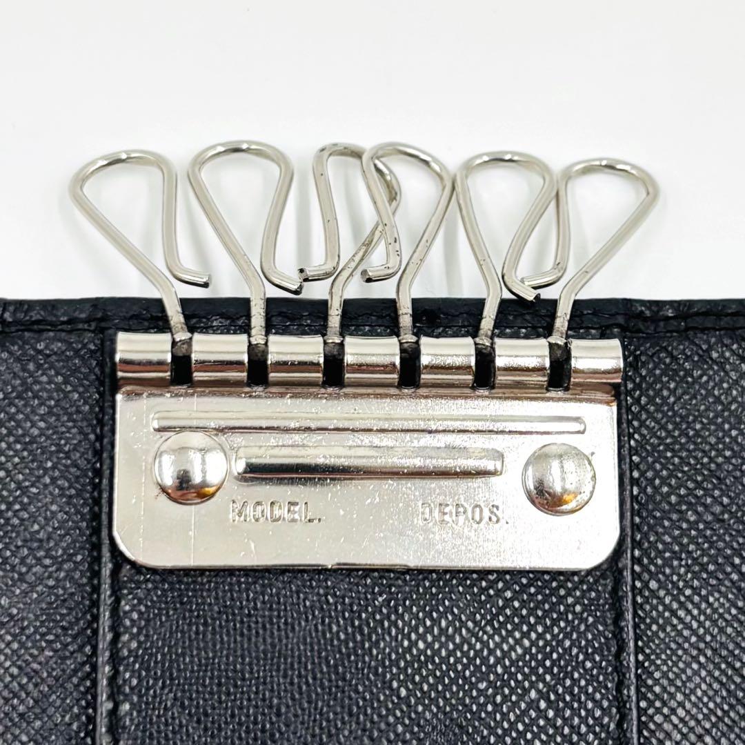 【美品】プラダ 6連キーケース サフィアーノレザー 三角プレート ブラック