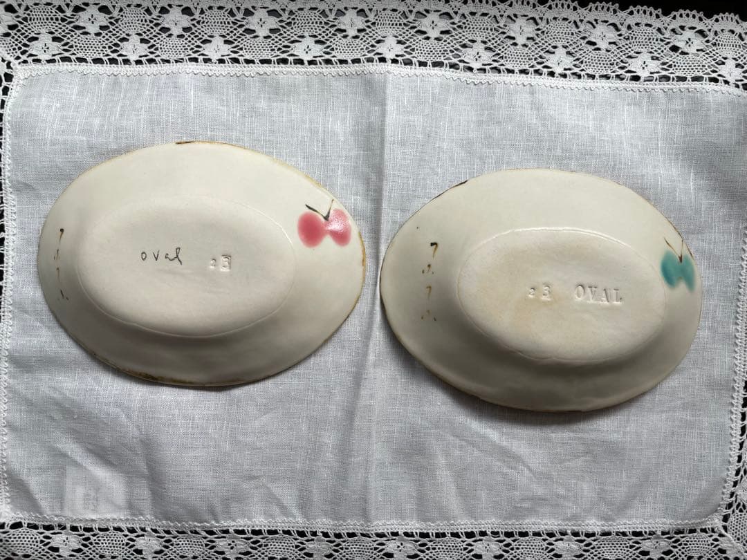 め*ち様 石木文　いしきふみ　てふてふ　オーバル皿　未使用