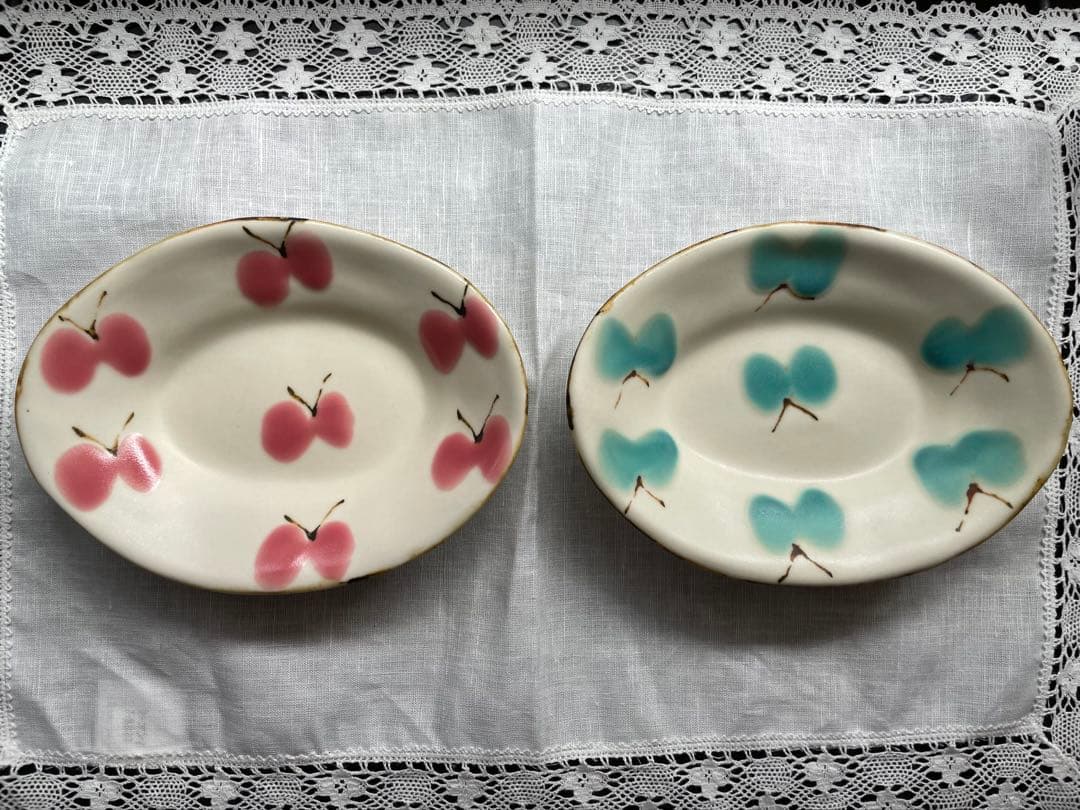 め*ち様 石木文　いしきふみ　てふてふ　オーバル皿　未使用