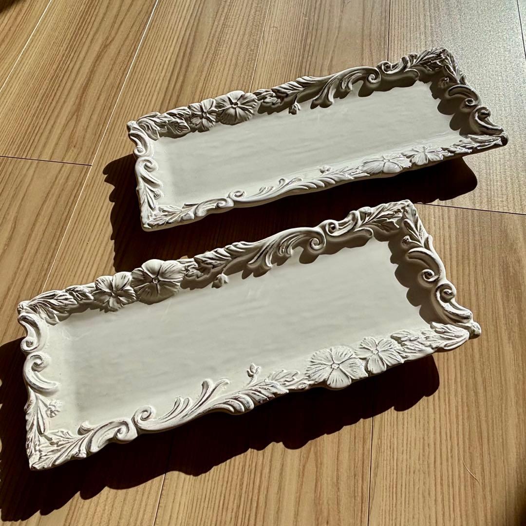 （入手困難）イタリア食器　ELIOS MYFLOWERレクタングラープレート2枚