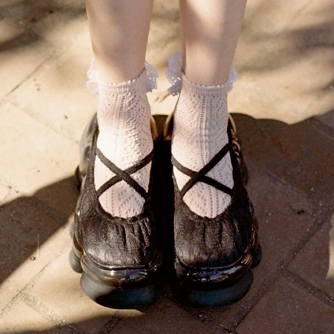 靴 Jewelry Ark Lace Ballet Shoes / Black