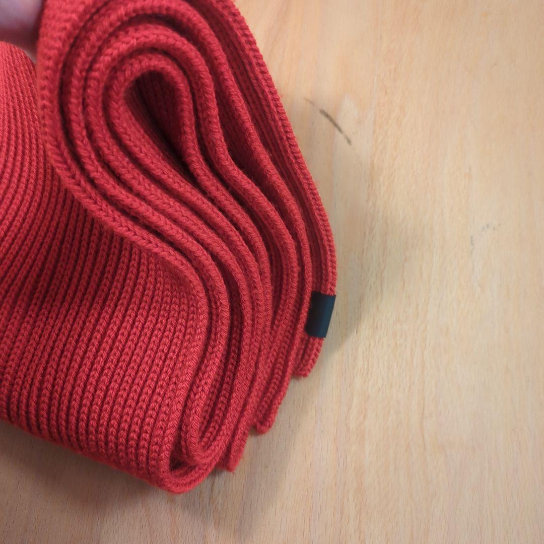 【完売品】バトナー　赤　レッド　ソリッドウールマフラー リブ180×17cmp