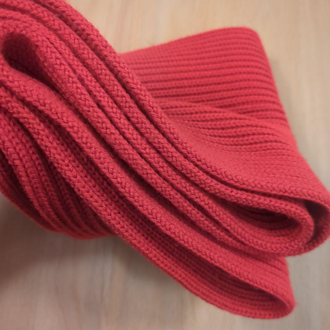 【完売品】バトナー　赤　レッド　ソリッドウールマフラー リブ180×17cmp