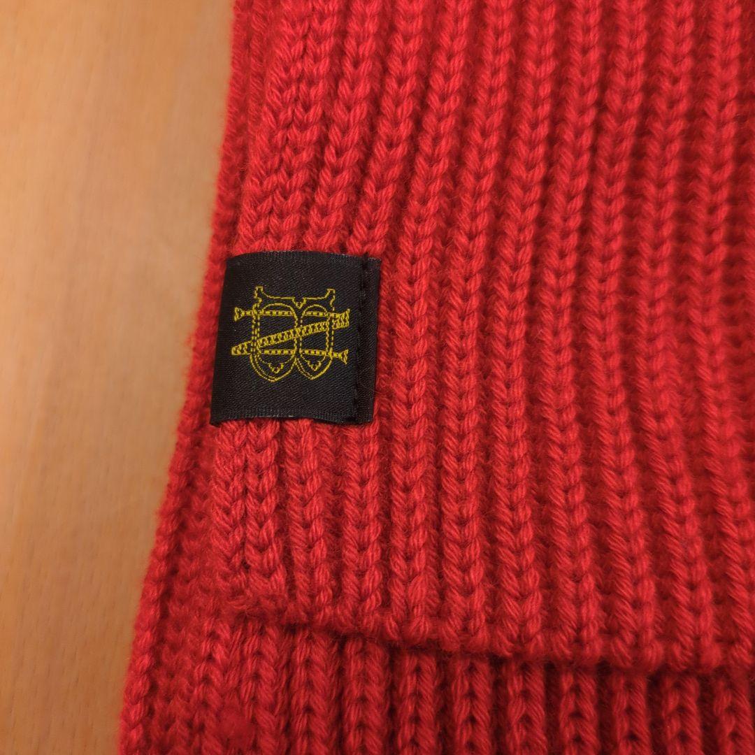 【完売品】バトナー　赤　レッド　ソリッドウールマフラー リブ180×17cmp