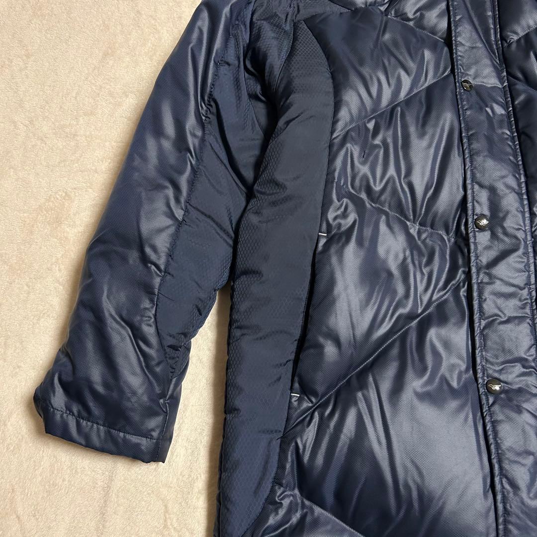 【美品】Mizuno ミズノ ダウンコートベンチコートメンズ 刺繍ロゴ ネイビー