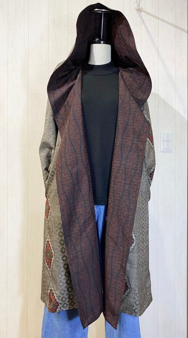 龍郷 大島紬 結城紬 リバーシブル フードコート