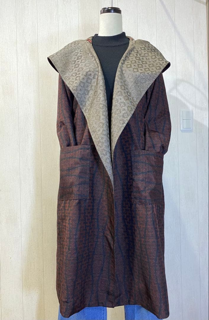 龍郷 大島紬 結城紬 リバーシブル フードコート