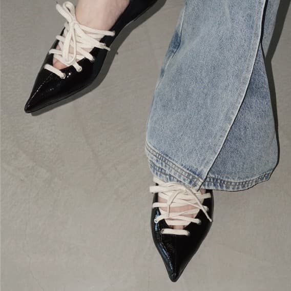 chuclla 2way レースアップ ポインテッドシューズ