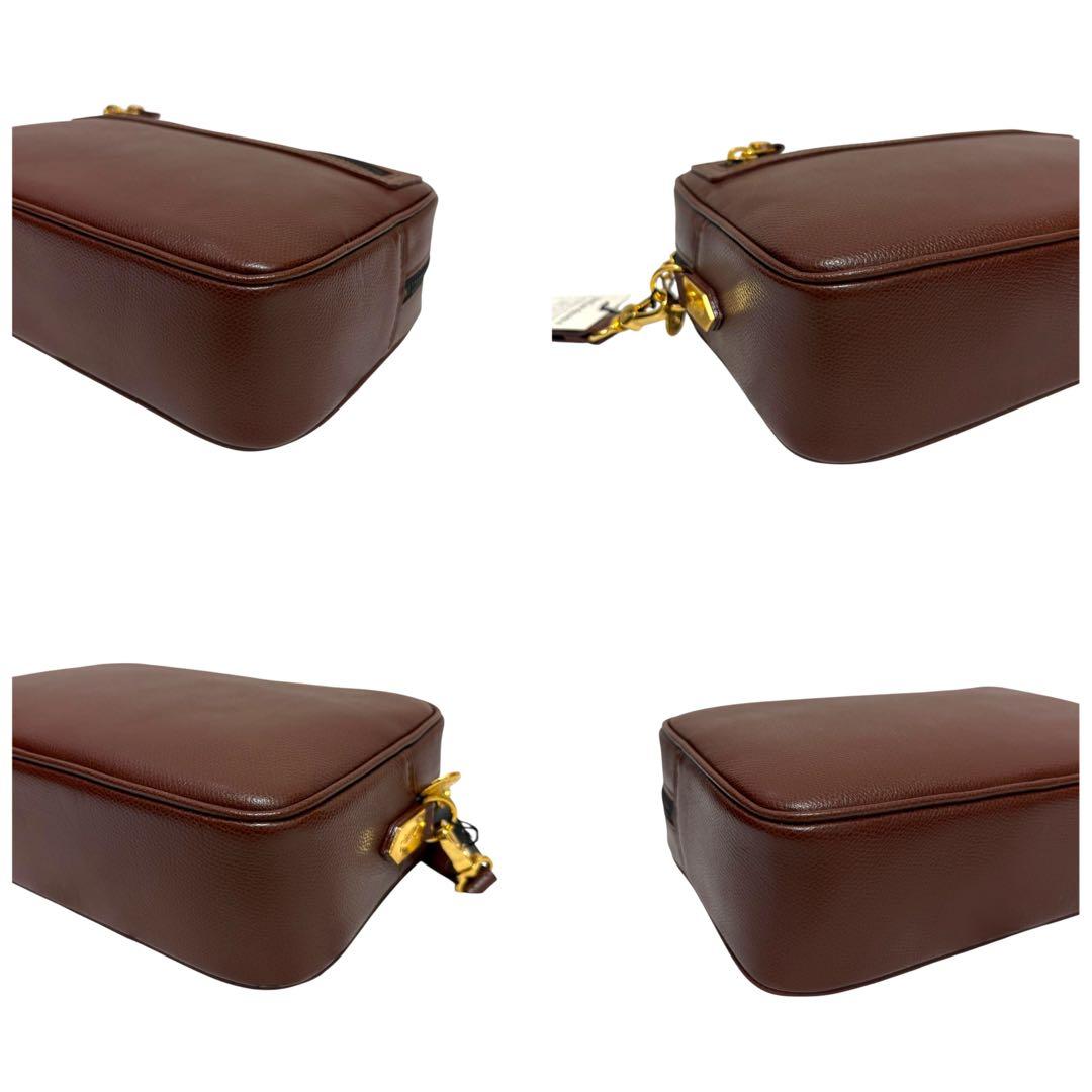 【未使用級✨】イヴサンローラン クラッチバッグ レザー 茶色 箱袋カード付