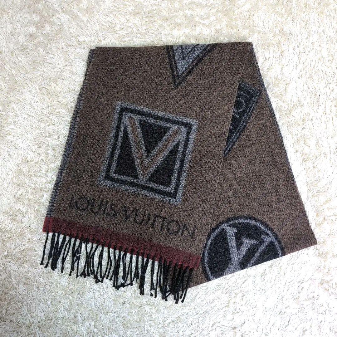 LOUIS VUITTON ルイ・ヴィトン ウール カシミヤ混 ロゴ マフラー