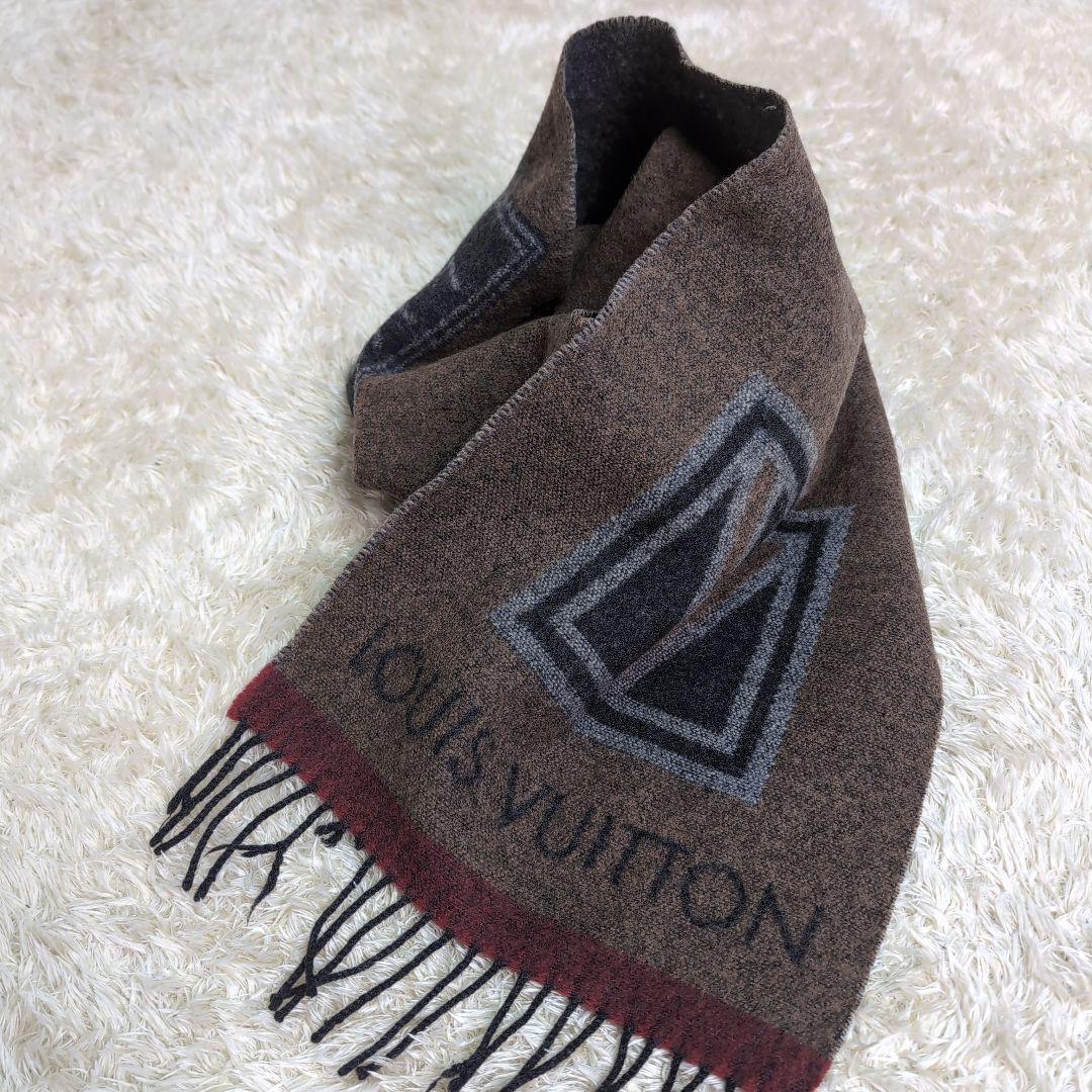 LOUIS VUITTON ルイ・ヴィトン ウール カシミヤ混 ロゴ マフラー