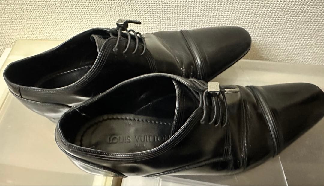 【メンズブランド革靴】ルイヴィトン 黒 ストレートチップレザーシューズ6-1/2