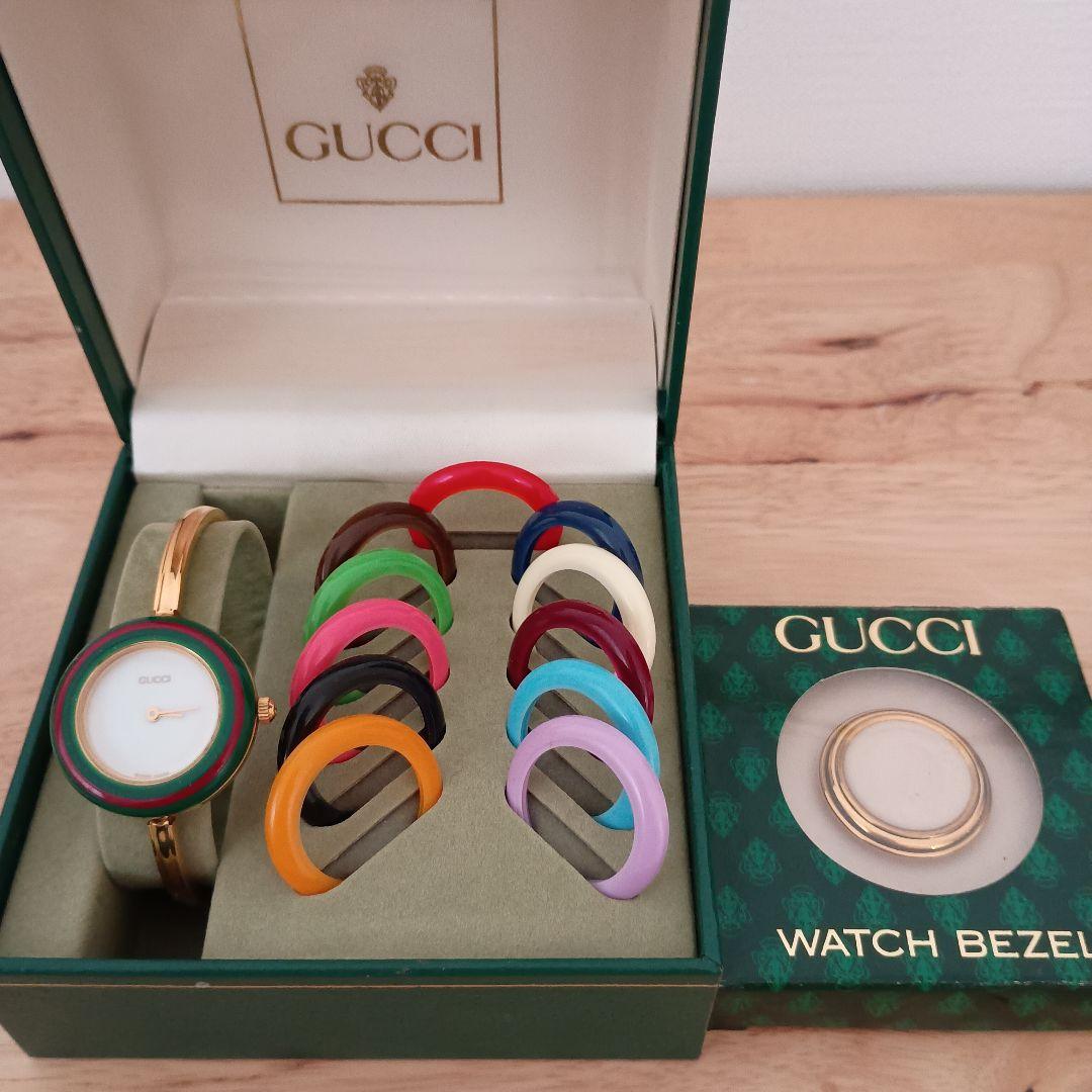 GUCCI 腕時計(クォーツ) 交換ベゼル付き　ゴールドベゼル付き
