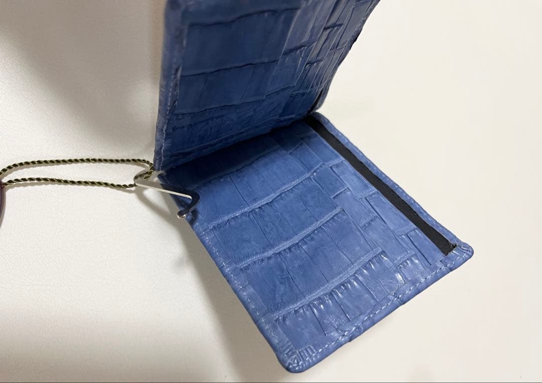 藍染 クロコダイル マネークリップ 藍　JRAマーク付