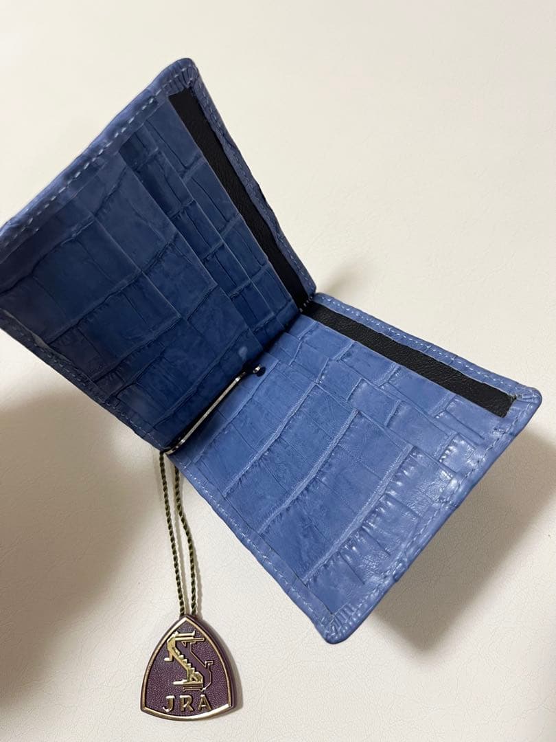 藍染 クロコダイル マネークリップ 藍　JRAマーク付