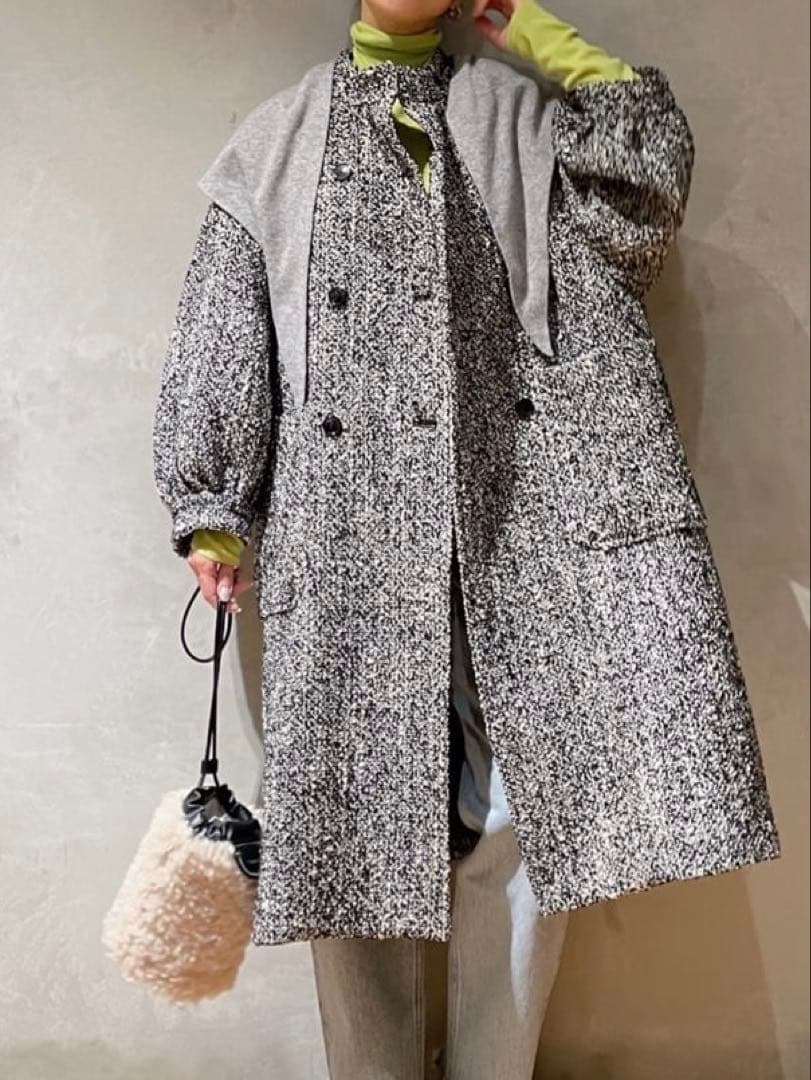 ⚠️期間限定値下げ　IENA ラブークル　杢ツイードW前コート