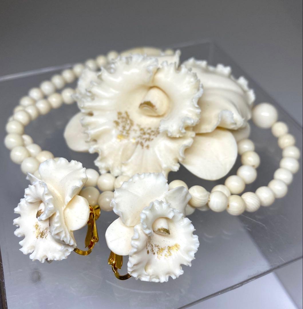 荒巻秀美作　カトレアネックレス、イヤリング　共箱　72g 東Y7-0220☆2F