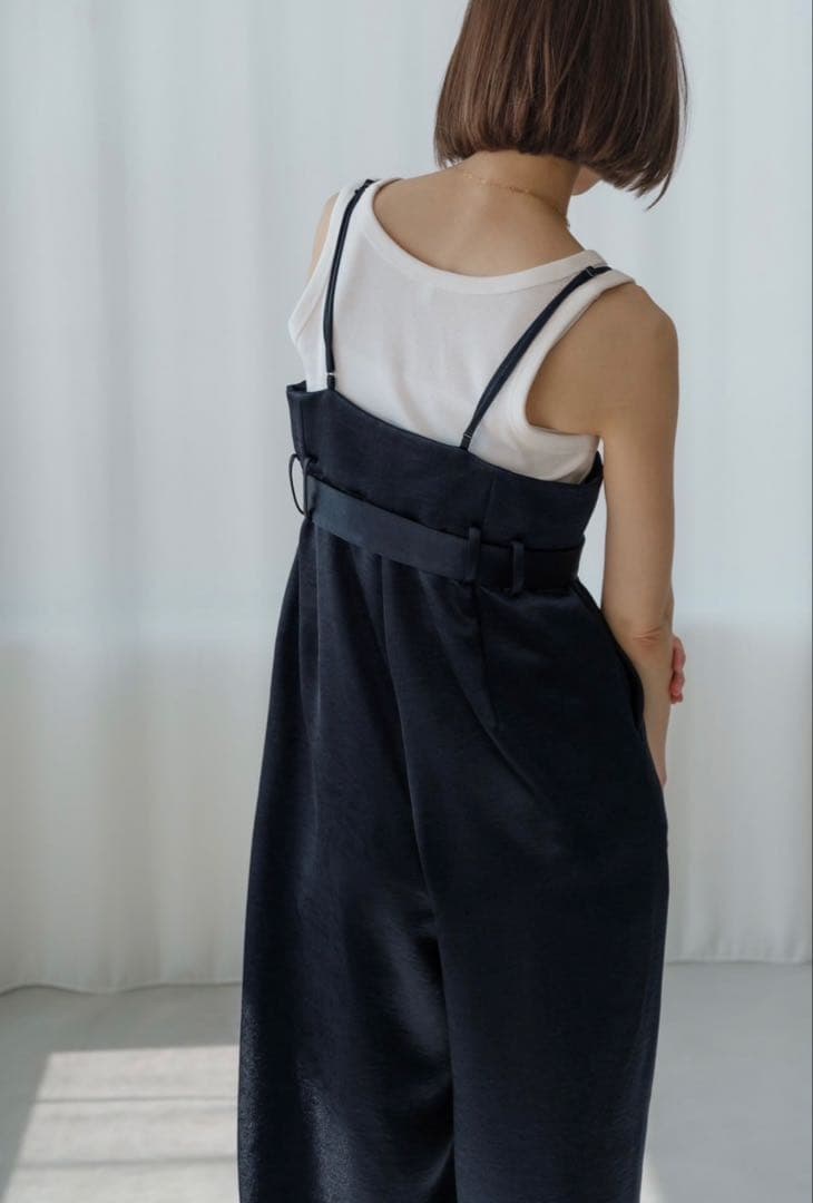 サロペット・オーバーオール・オールインワン roughlow otona satin wide salopette