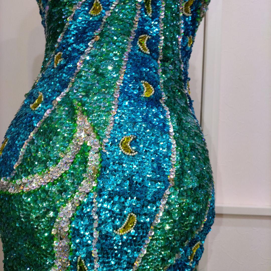 超豪華な総スパンコール　マーメイド　ロングドレス　発送会　イベント　ダンス
