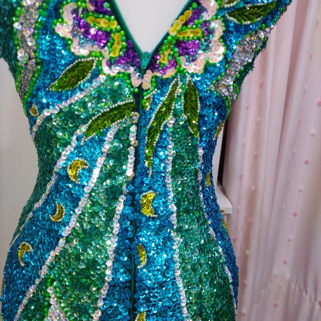 超豪華な総スパンコール　マーメイド　ロングドレス　発送会　イベント　ダンス