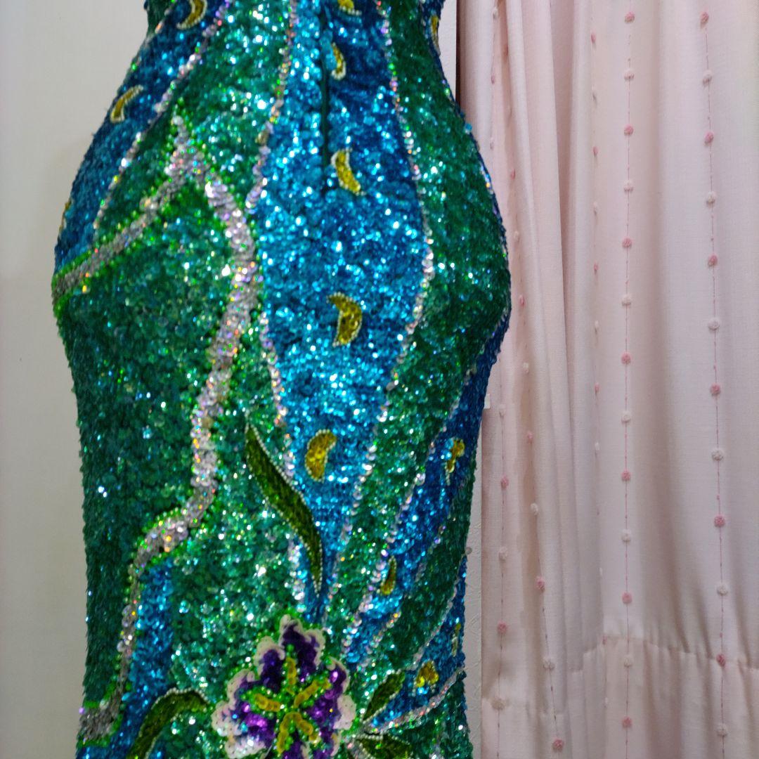 超豪華な総スパンコール　マーメイド　ロングドレス　発送会　イベント　ダンス