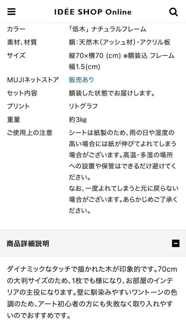 とらこ♡正規品　アンリ・マティス　低木　木製フレーム付　大判