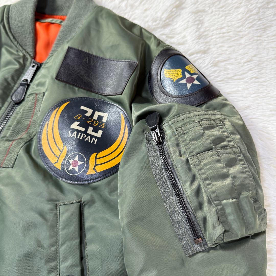 AVIREX MA-1 フライトジャケット 牛革ワッペン M 超短丈 トップガン